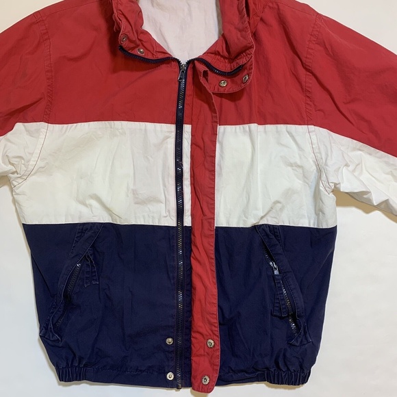 Vintage 90s Sutter & Grant Red White Blue Hoodie Windbreaker Jacket Size S/M - Picture 4 of 11